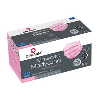 Medisinsk Maske Type IIR – Rosa, 50 stk | Høy Beskyttelse